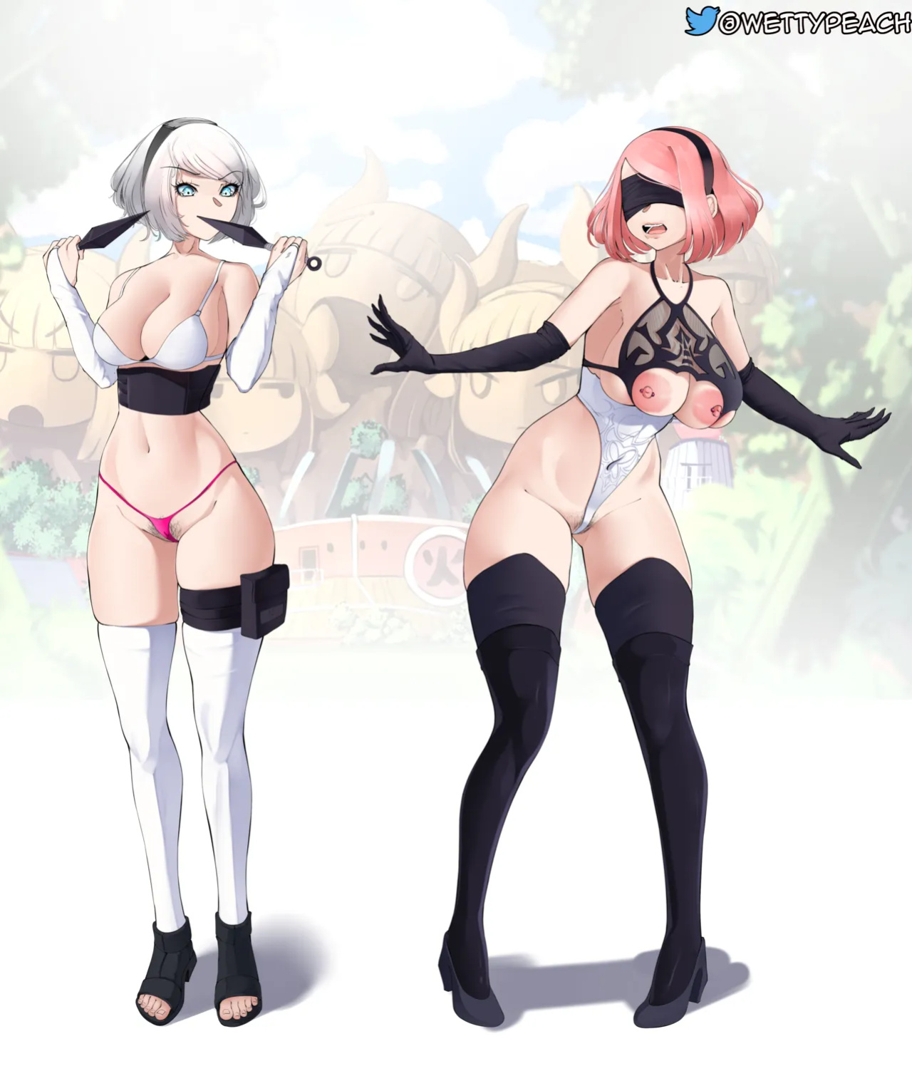 [Puri] Sakura and 2B change clothes! And... 9S is small... (Boruto, Nier Automata)