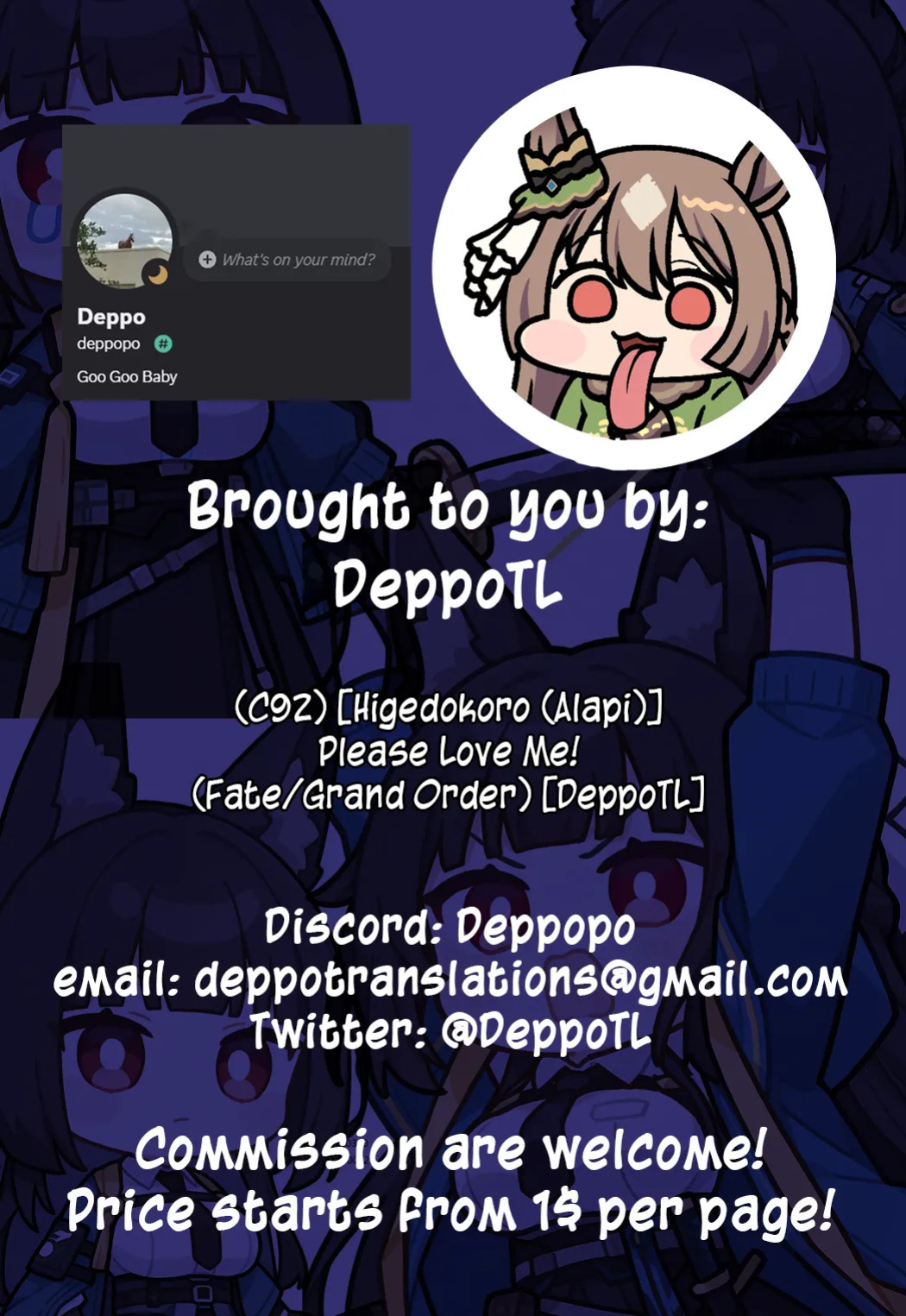 (C92) [Higedokoro (Alapi)] Please Love Me! Ch.1 (Fate/Grand Order) [DeppoTL]