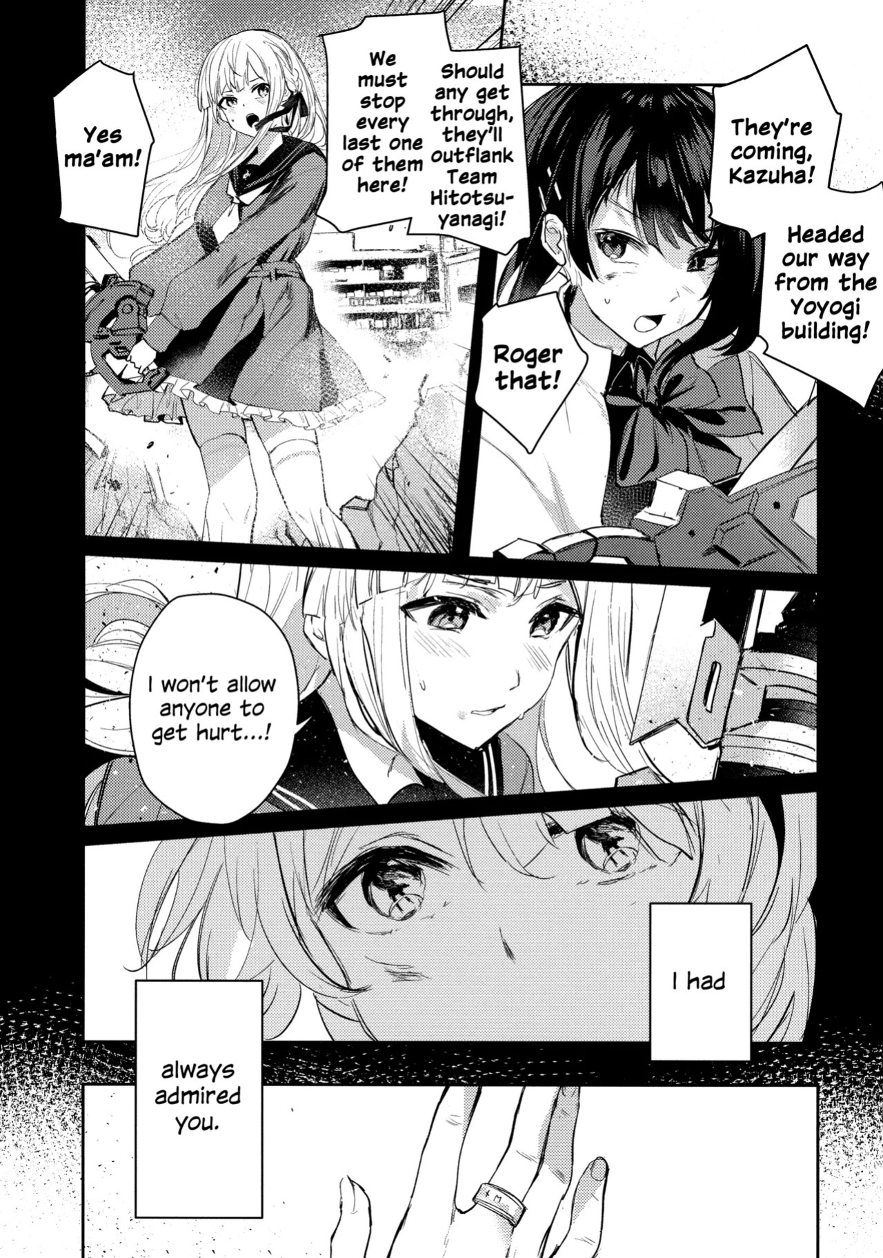 (Hikiau Unmei 5th) [Koumyaku (Sakongawa Koumyaku)] Chi o Nurasazu | December Rain Soaks Nothing (Assault Lily) [English]