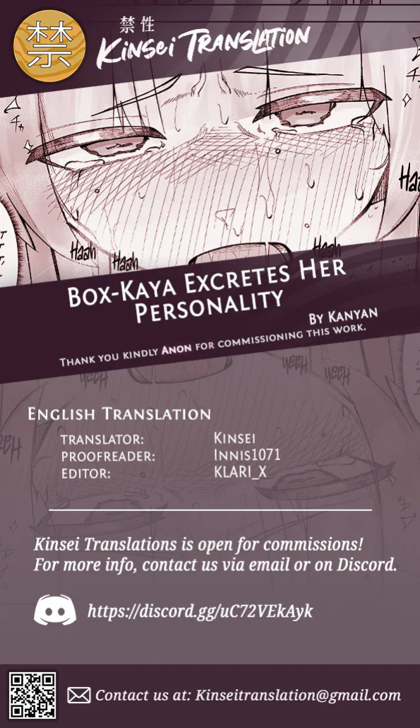 [Yandoko (Kanyan)] Hakoka Kaya Jinkaku Haisetsu | Box-Kaya Excretes Her Personality (Blue Archive) [English] [Kinsei Translations] [Digital]
