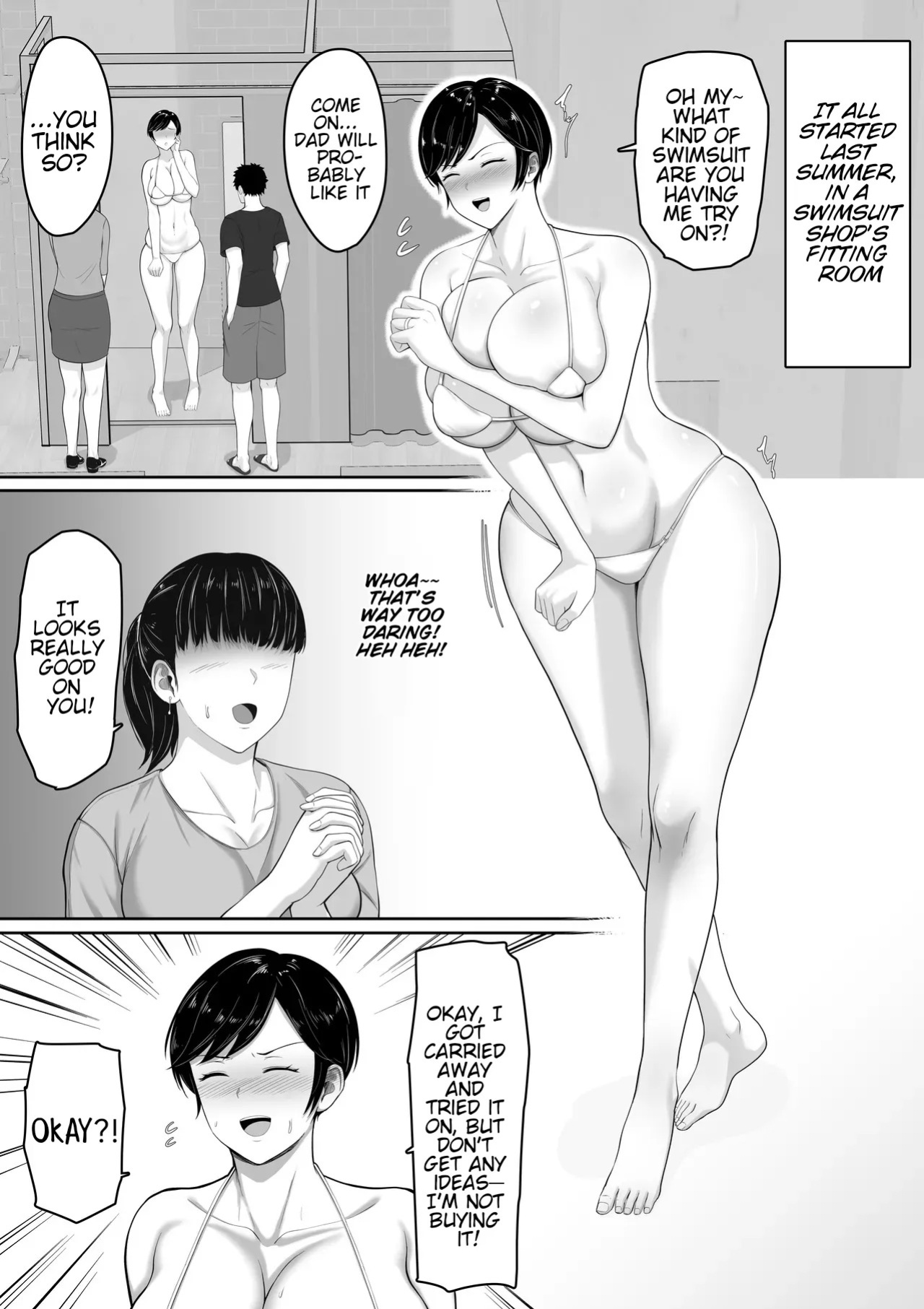 [Kuruto] Sexless no Kyonyuu Haha ni Nori de Kisaseta Mizugi ga Erosugita node Chichi no Kawari ni Chinpo Iretara Mainichi Nori de Nakadashi Sasetekureru You ni Natta Hanashi [English] [uncensored]