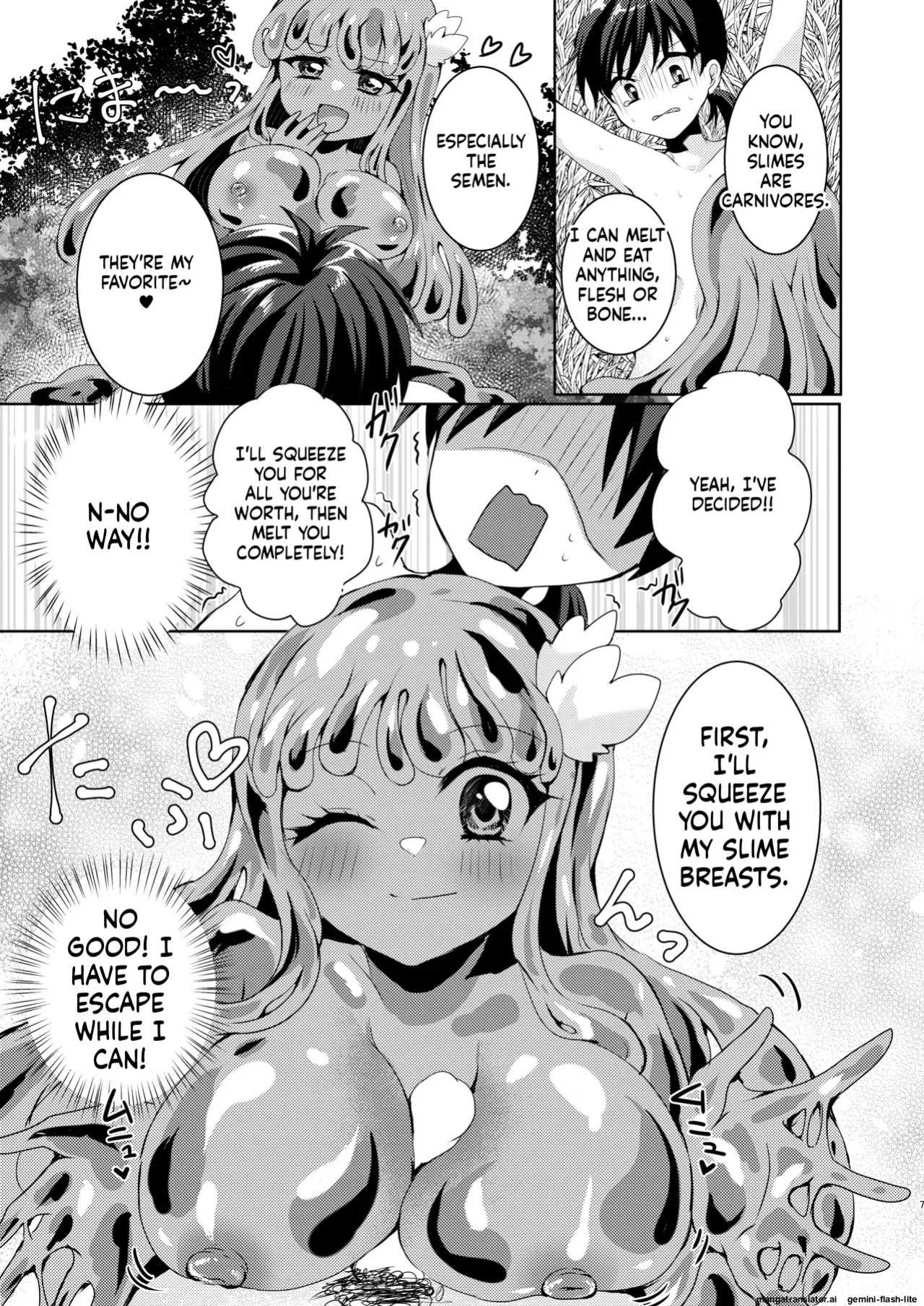 [Thrylos(suu)] Ikiri Yuusha-kun, saijaku monster no slime musume ni kanzen haiboku ~ nurunuru slime ni tsutsumare atsukare tainai shinnyuu! kyousei renzoku sakusei jigoku ~ (SCANMTL)