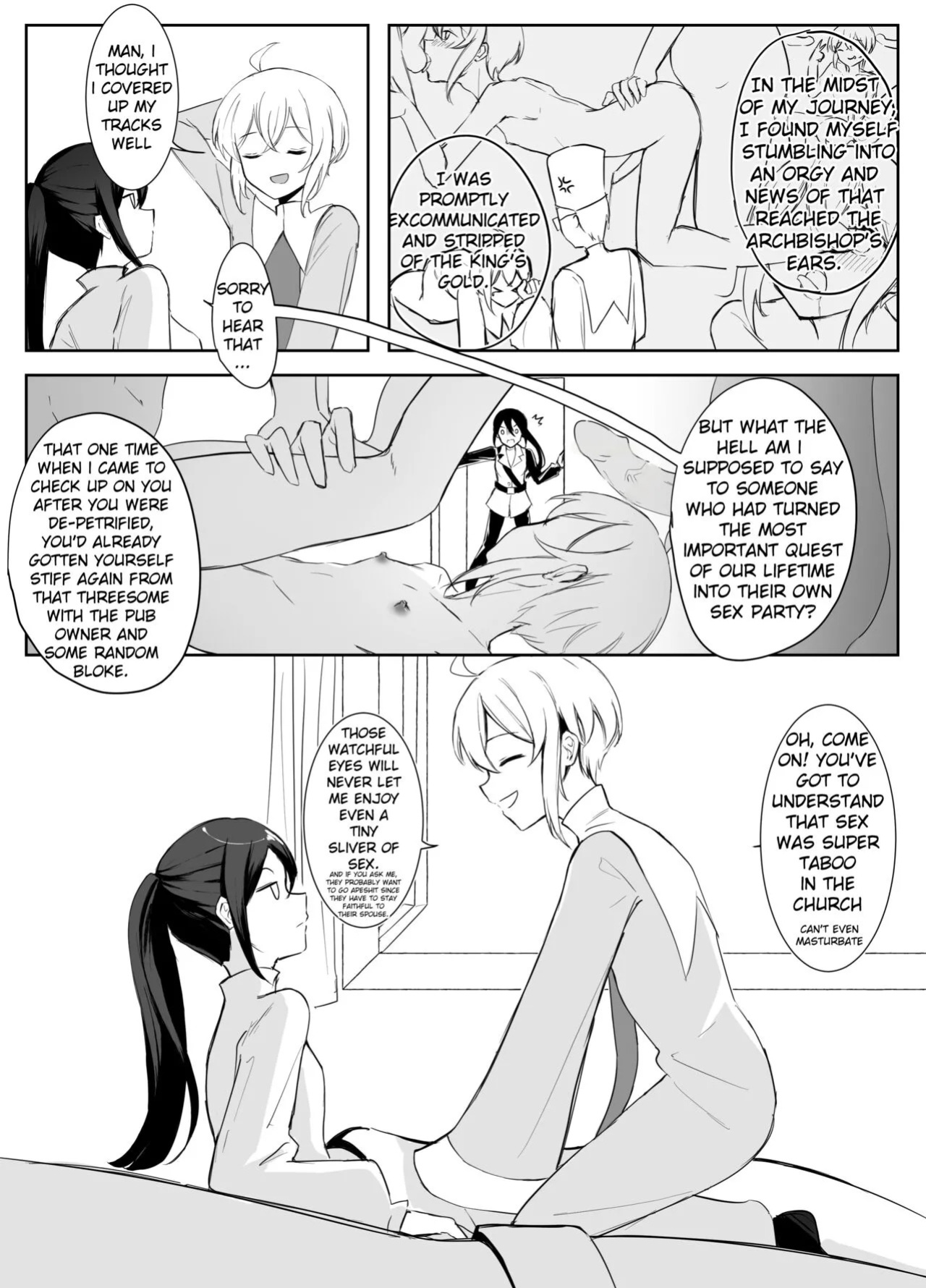 [Boukensha X no Sakaba (Boukensha C)] Maou Toubatsu Shippai Heroine Gisei Normal End de Utsu ni Natta Koutensei Futanari Kenshi to Otokonoko Shinkan no Hanashi | Crestfallen Futanari x Femboy Priest: Prepare to Cum Edition [English] [Decensored]