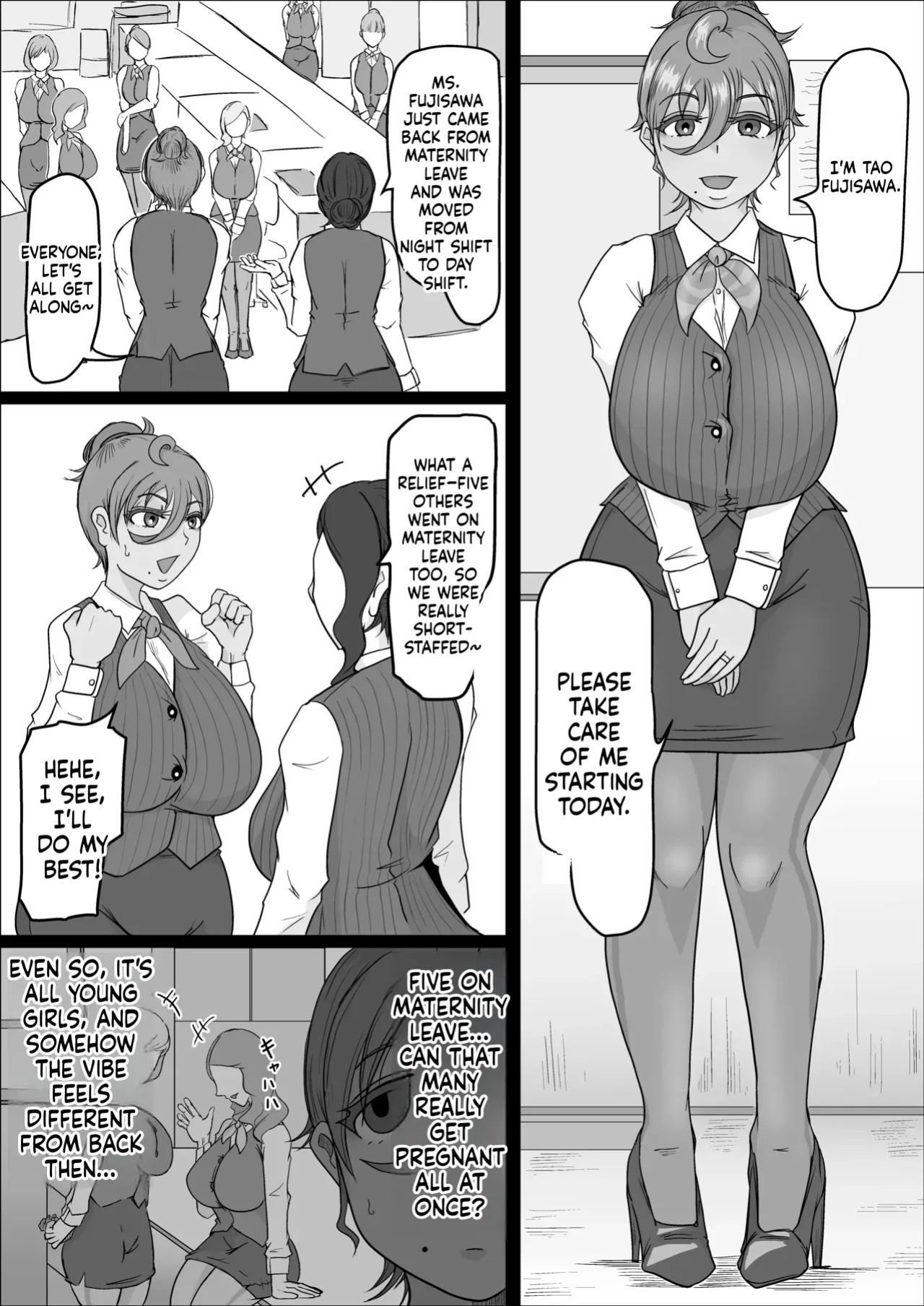 [Hitoshi Yura] Koujou Yakin Dosukebe Onna wa Dokusen Dekinai Hanashi Zenpen | Night Shift at the Factory - A sexy Woman can't be kept all to yourself [English]