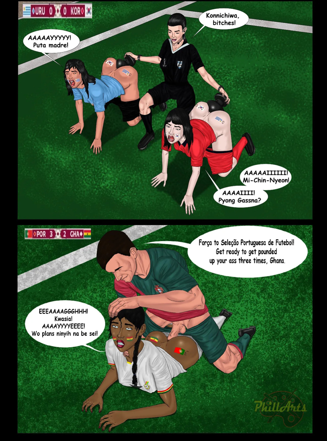 [Loreleia Longblossom] [Aivelin] [Psicoero] [Phillarts] [SleinadFlar] [basTTard Infeliz] FIFA World Cup Qatar 2022 - Soccer Hentai [Ongoing]
