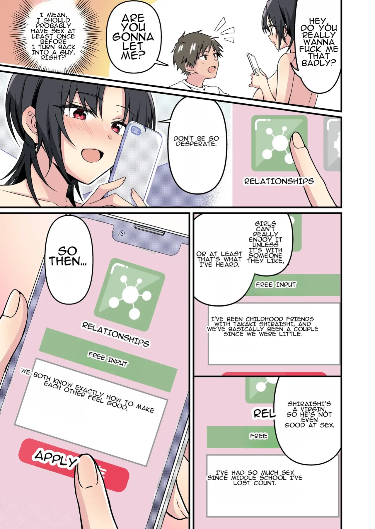 [TSF no F (NOMU)] Jinsei Kaihen Appli de Barairo no Hibi? ~Jibun o Ukkari Dosukebe Bishoujo ni~ | Rosy Days with a Life-Altering App? ~Accidentally Turning Myself (♂) into a Super Lewd Beauty (♀)~