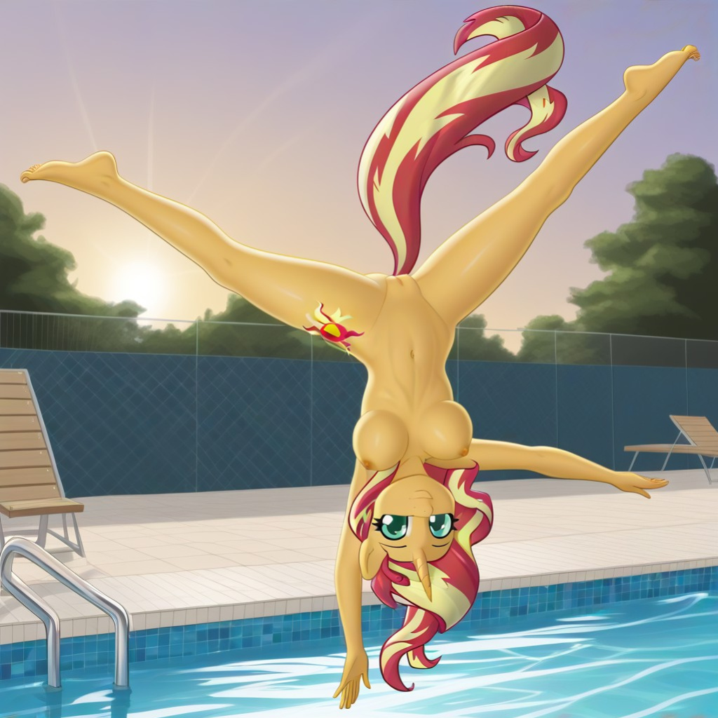 Anthro My Little Pony XXX Part 13-AI Generated(Pool Diving Edition)