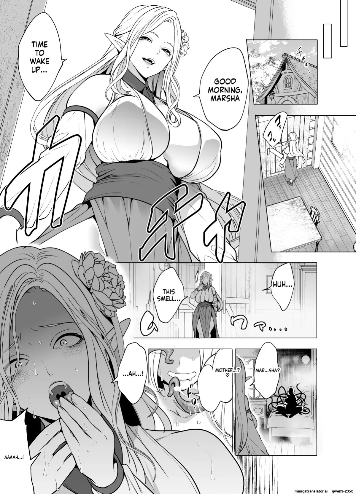 [Miyahara Ayumu] Shokushu to Kankaku Kyouyuu shite Hara nda Elf Oyako no Junan (SCANMTL)