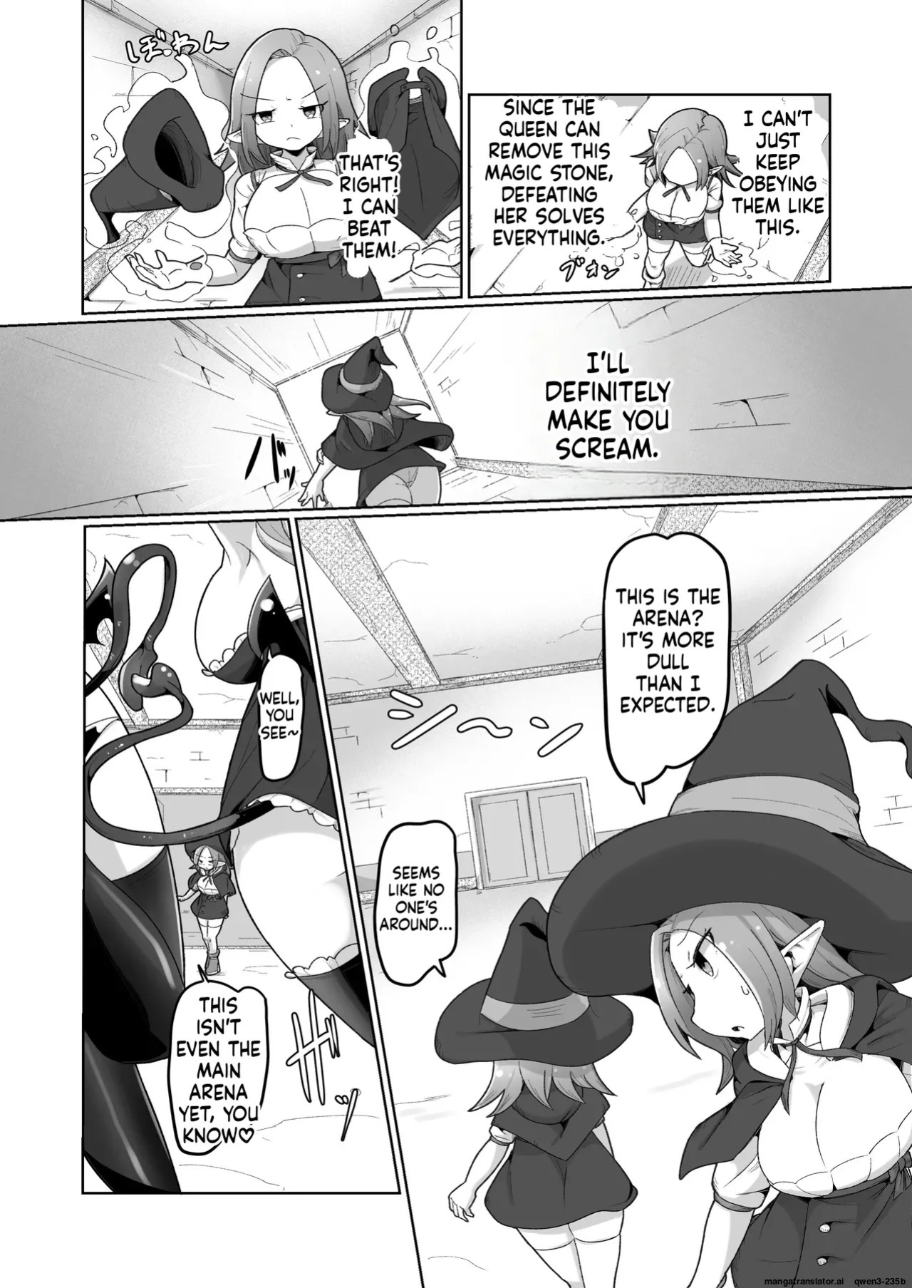 [Echie Kokufuku Aka (Monota)] Haiboku Show Colosseum 1 Kaisenme Tsuyo Tsuyo Majutsushi-chan VS Shintai Kaihatsu ga Tokuina Shou Akuma Succubus-chan (SCANMTL)