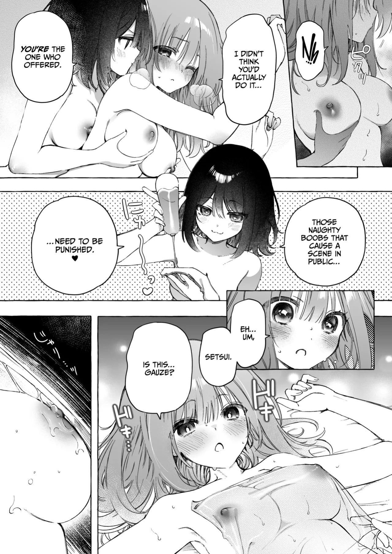 [Noyama] [Yuri] Binkan Chikubi ni Lotion Gauze de Oshioki ♡ Manga [English] [CulturedCommissions]
