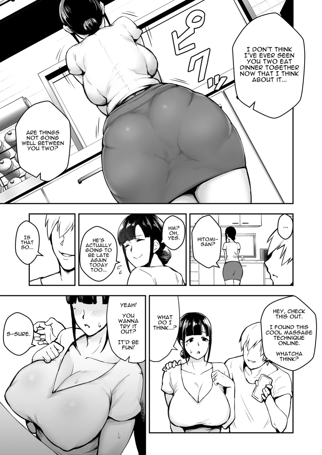 [Golden Bazooka (Gagarin Kichi)] Proper Housewife with big tits | Netorareta Bakunyuu Seiso Zuma Hitomi -Oikko ni Torotoro ni Tokasaremashita- (English)