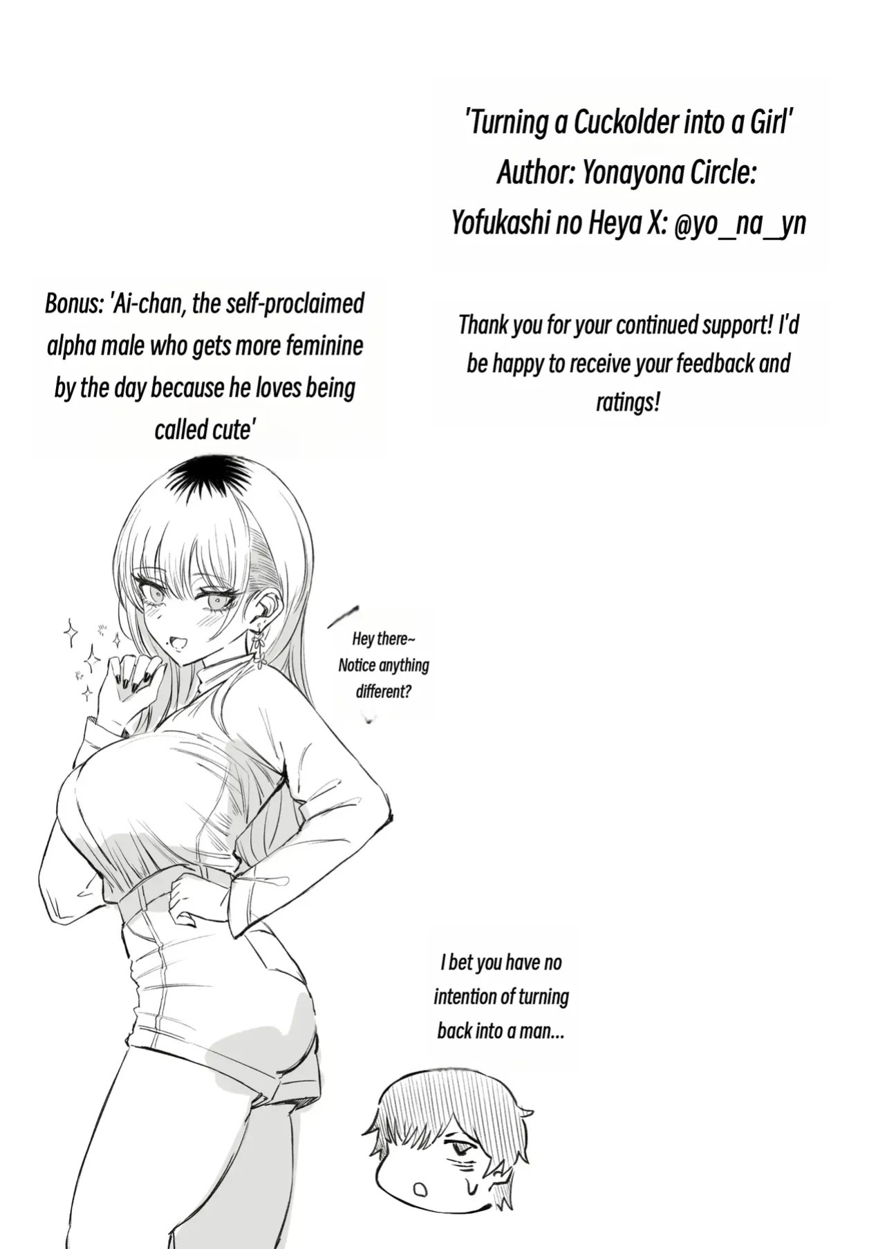 [Yofukashi no Heya (Yonayona)] Turning a Cuckolder into a Girl [MTL]