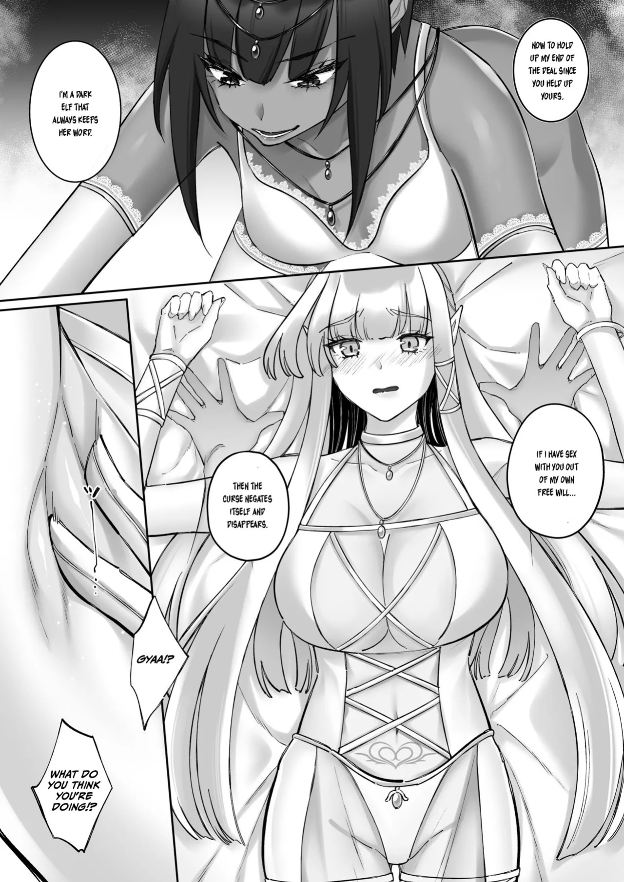 [Seika Kairaku Shoten (Chocomint)] Elf Kanraku ~Elf ni Ecchi na Inmon o Tsukete Les Ochi Saseru~ [Digital] [English]