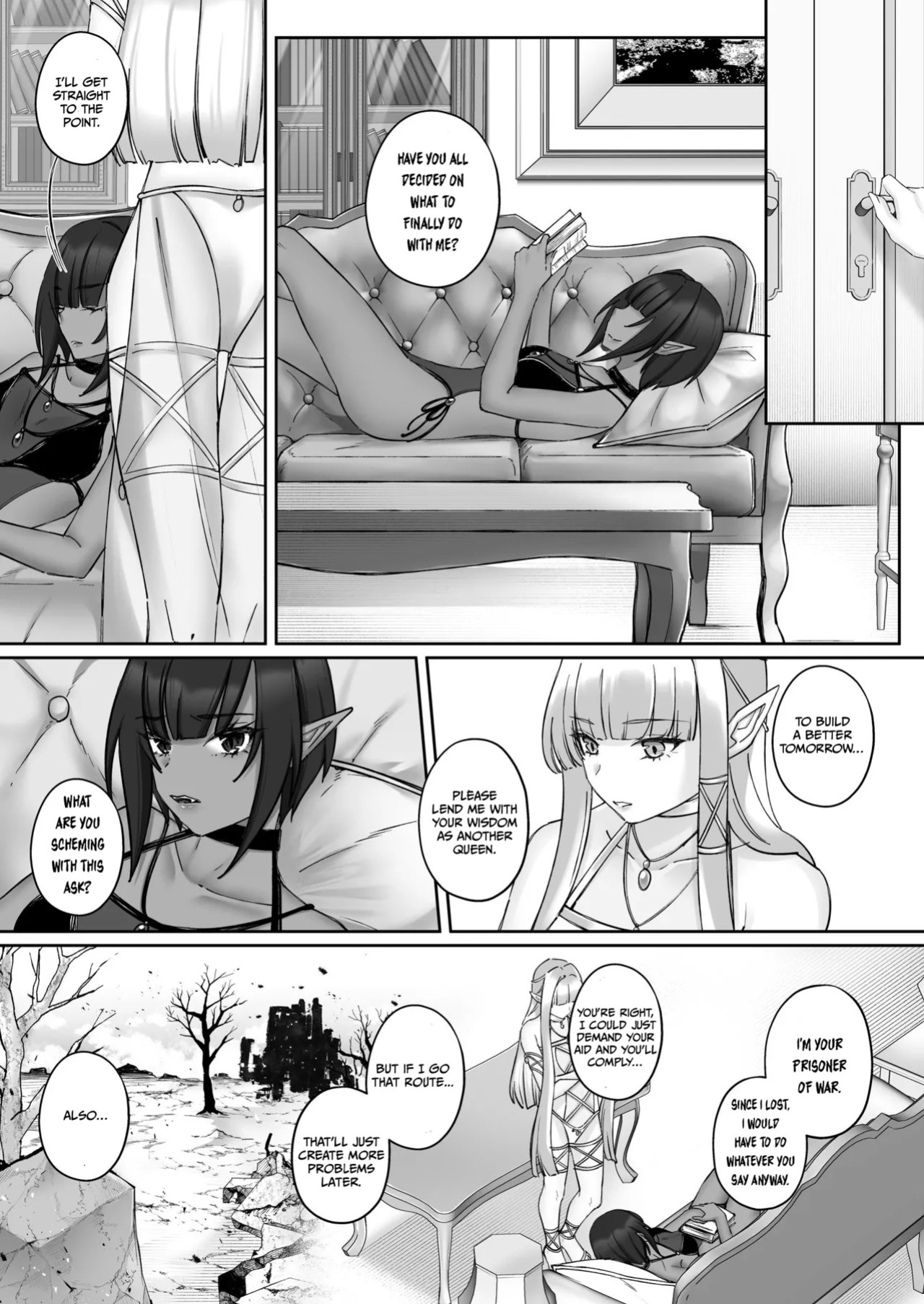 [Seika Kairaku Shoten (Chocomint)] Elf Kanraku ~Elf ni Ecchi na Inmon o Tsukete Les Ochi Saseru~ [Digital] [English]