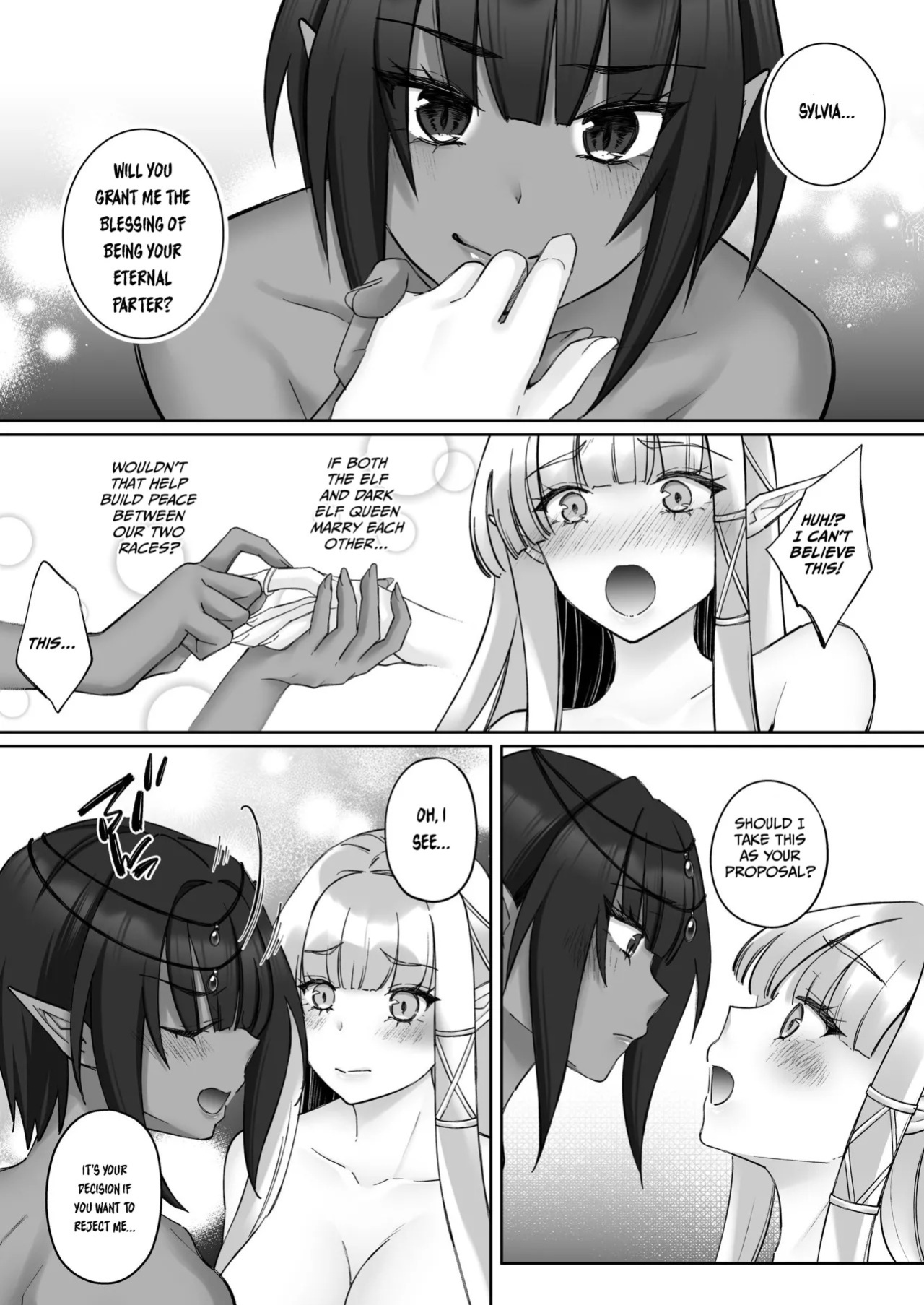 [Seika Kairaku Shoten (Chocomint)] Elf Kanraku ~Elf ni Ecchi na Inmon o Tsukete Les Ochi Saseru~ [Digital] [English]