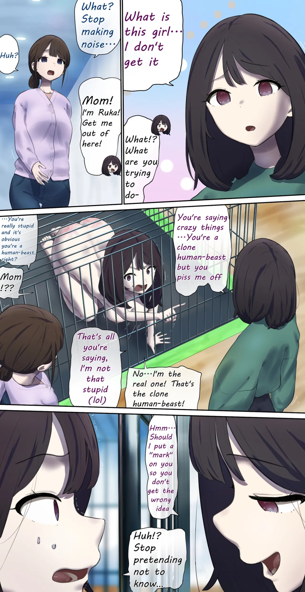 A daughter living with her human livestock clones