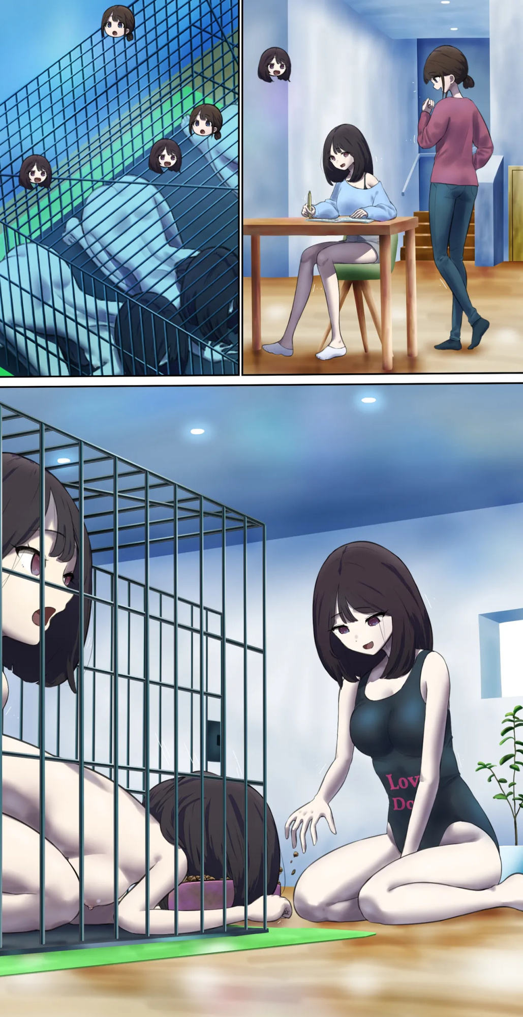 A daughter living with her human livestock clones