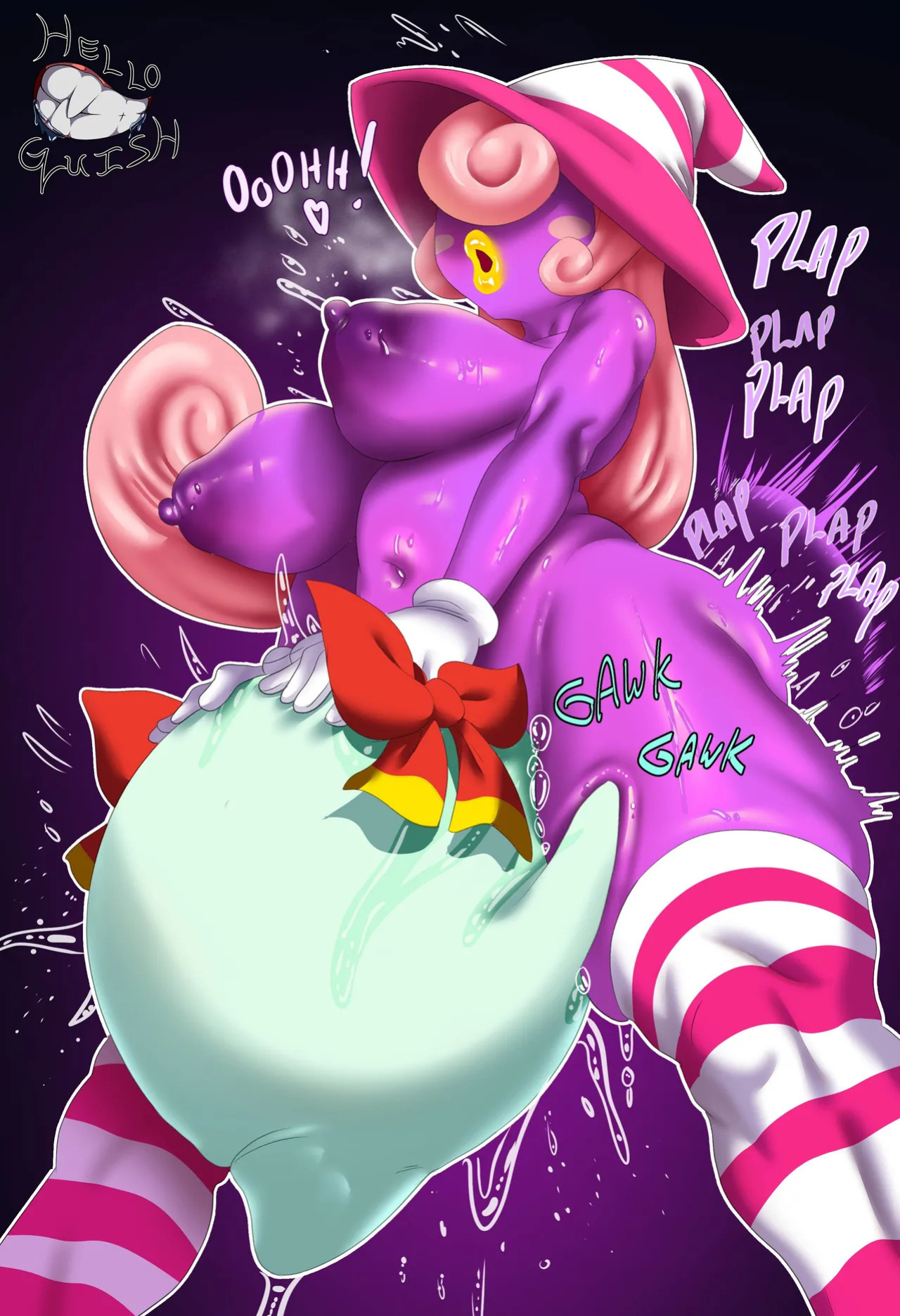 [Helloguish] Vivian helping Lady Bow have a little snack (Paper Mario)