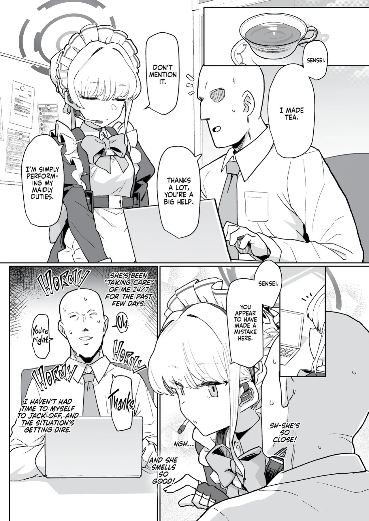 [Ballistic onahole (Б)] Dokidoki Toki Meki Maid Kiss | Maid Made for Making Out (Blue Archive) [English] [Summer Salt] [Decensored] [Digital]