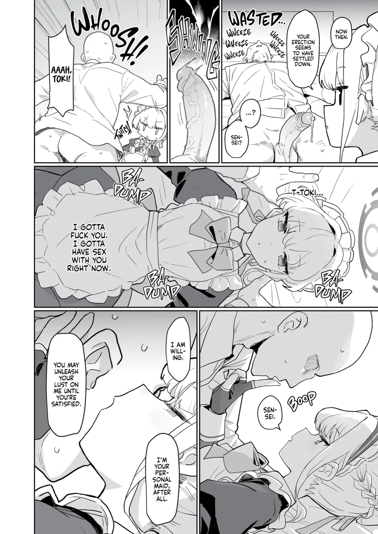 [Ballistic onahole (Б)] Dokidoki Toki Meki Maid Kiss | Maid Made for Making Out (Blue Archive) [English] [Summer Salt] [Decensored] [Digital]