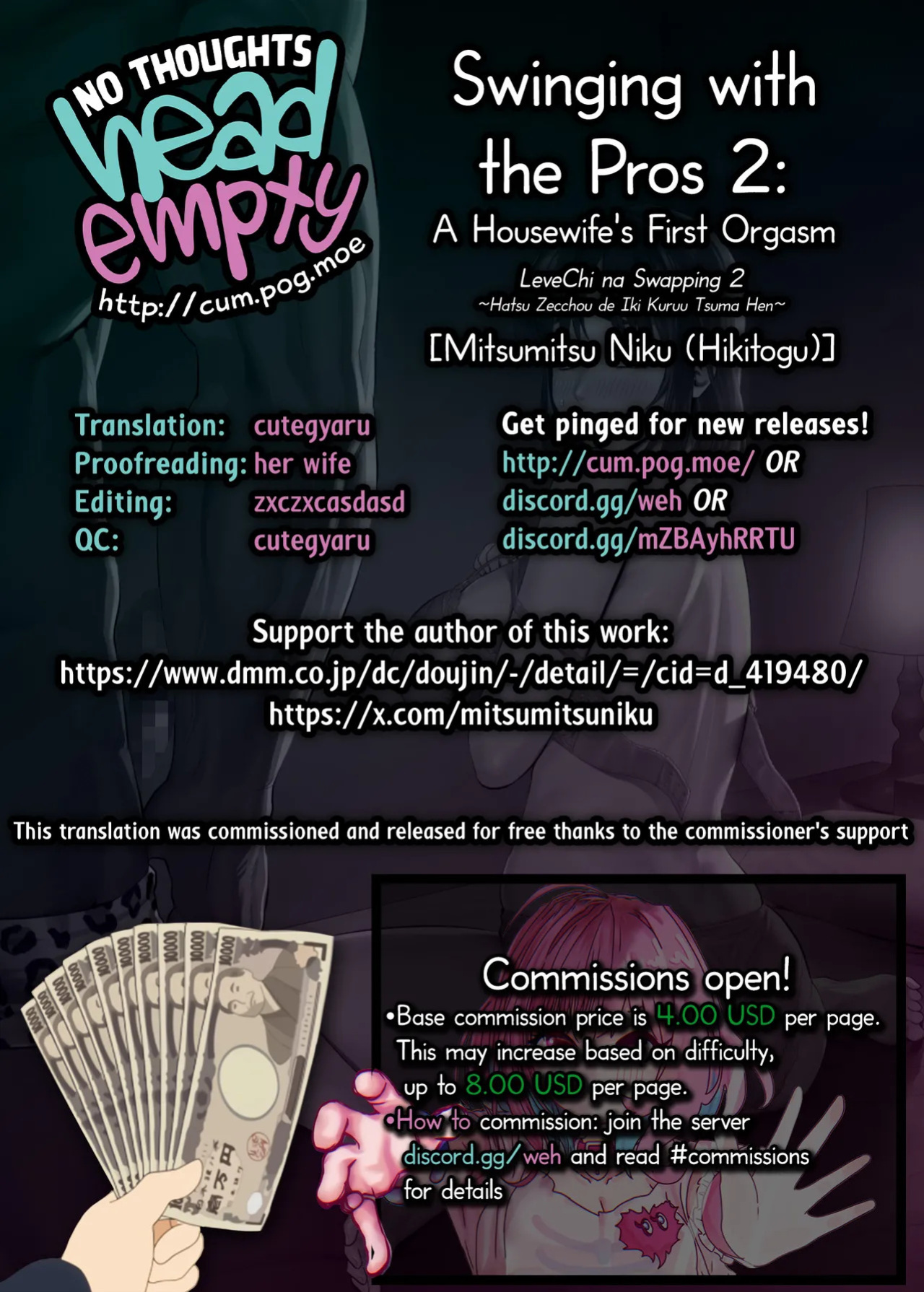[Mitsumitsu Niku (Hikitogu)] LeveChi na Swapping 2 ~Hatsu Zecchou de Iki Kuruu Tsuma Hen~ | Swinging With the Pros 2: A Housewife's First Orgasm [English] [head empty]