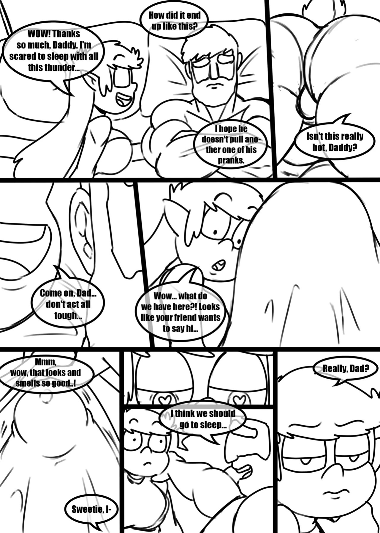[Zaicomaster14] "Playing with Daddy" [In progress] (sketches) [English] (My Totally Normal Family)