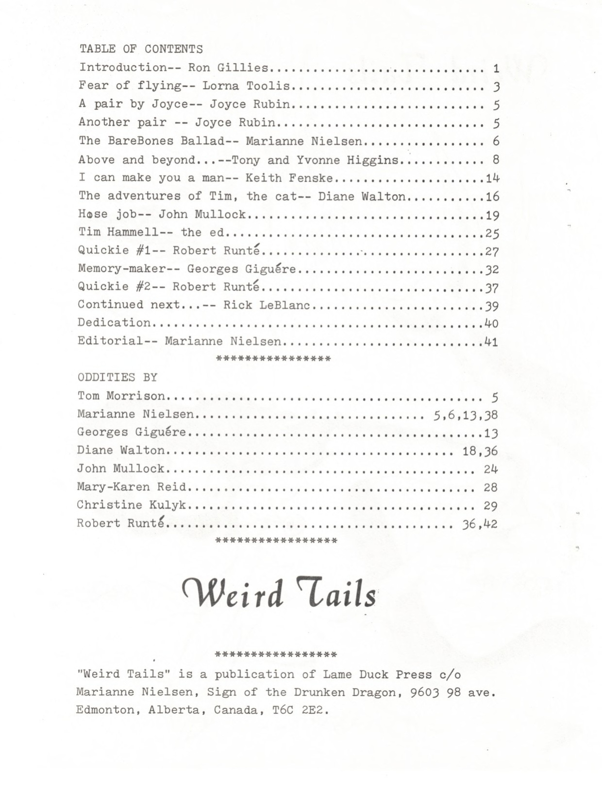 [Edmonton Science Fiction and Comic Arts Society] Weird Tails 1979
