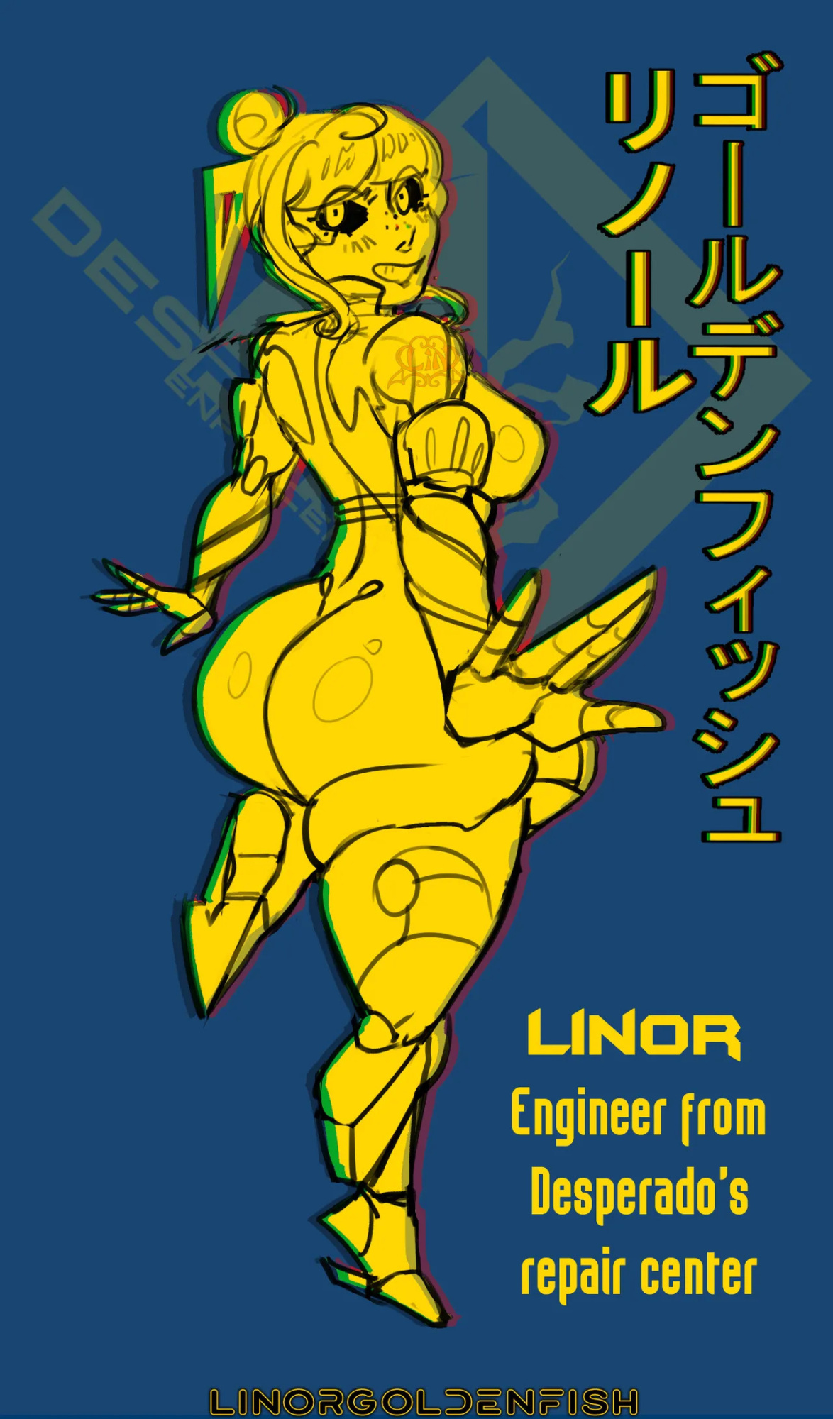 [Linor Goldenfish] She needs your love (and spares⚙️) (OC) (Metal Gear Solid)