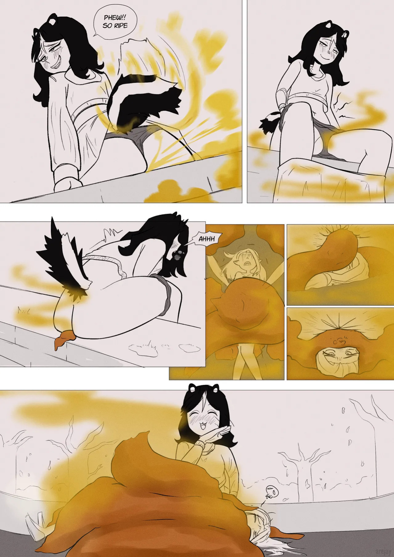 [arejay] Skunkgirl farting on woodland fairy (+scat version)