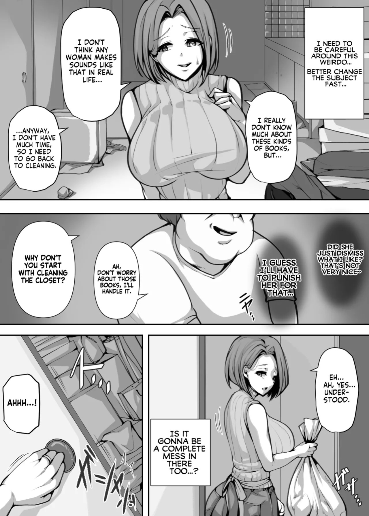 [Mitsumitsu Niku] Ohogoe wo Hiteishita Hitozuma ga Otosareru Hanashi | The Married Woman Who Denied Her Crazy Moans Was Defeated [English] [KM_42]