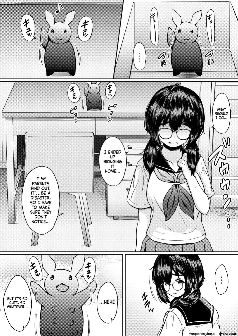 [Neko Kan (Nuko Yarou)] Hirotta Shokushu Seibutsu ni Naedoko ni Sareteshimau Kyonyuu Jimi Megane-chan no Hanashi [English] [SCANMTL]