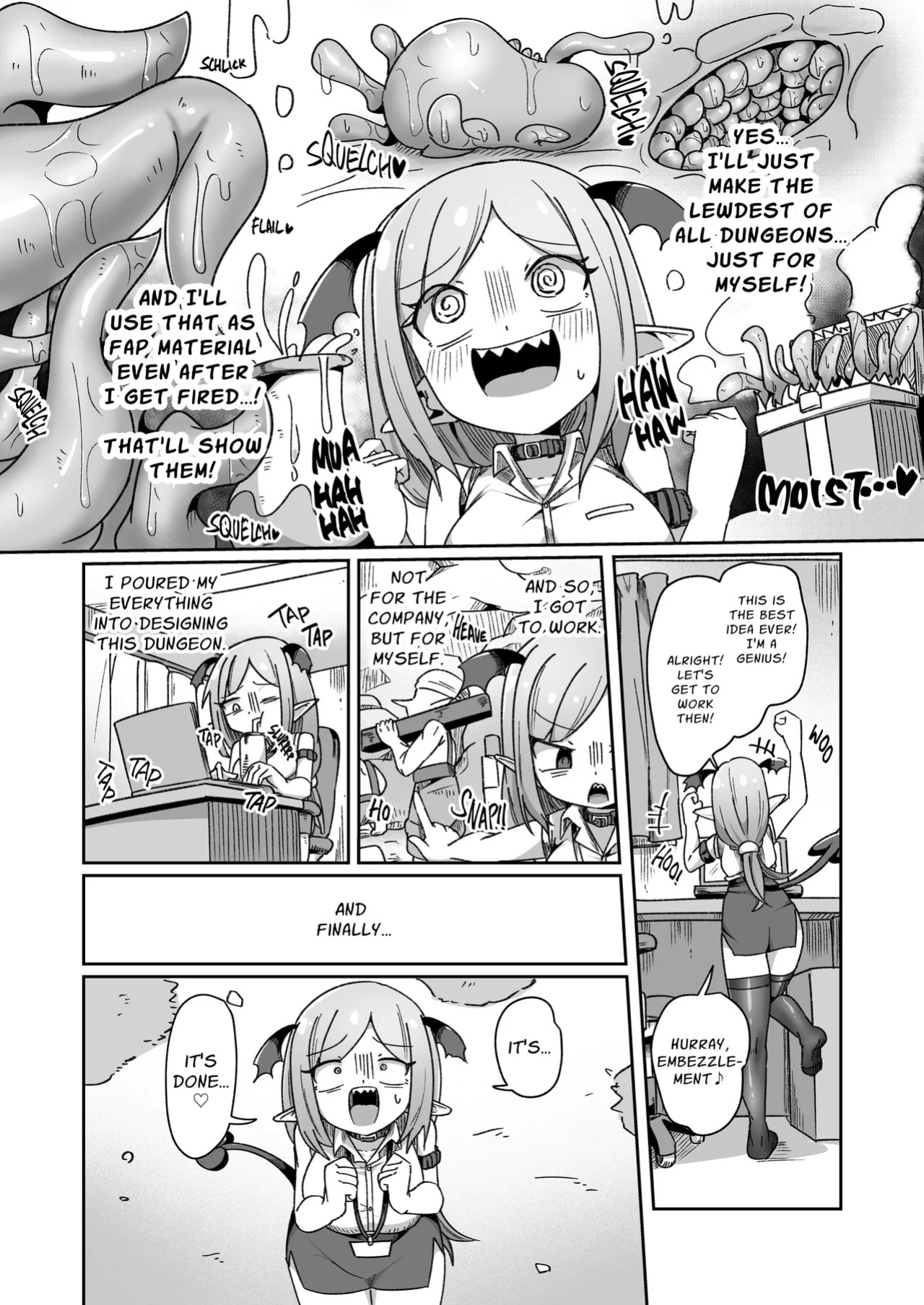 [Echie Kokufuku Aka (Monota)] Kaisha no Kane de Tsukutta Ero Dungeon de Soudai na Onani o Suru Monster Shain-chan | Embezzlement, Ho: Wagie Monster-chan Builds Her Very Own Goon Cave Dungeon [English] [grimalkin]