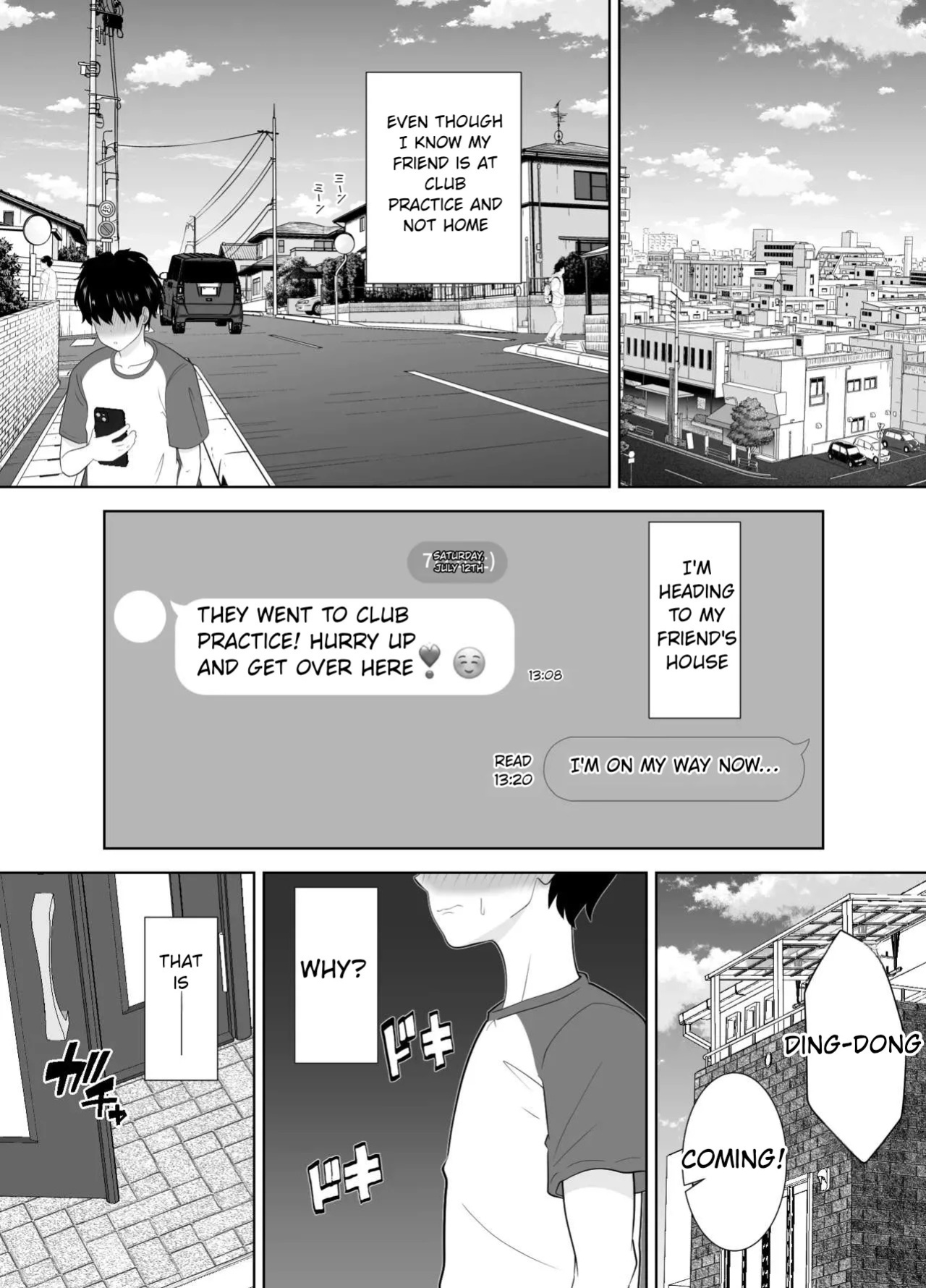 [Studio Macaron (Moeyama P-Man)] Muchimuchi Tomohaha no Shitagi de Tatteru no o Mirareta Boku no Matsuro ga Yabasugiru [English]