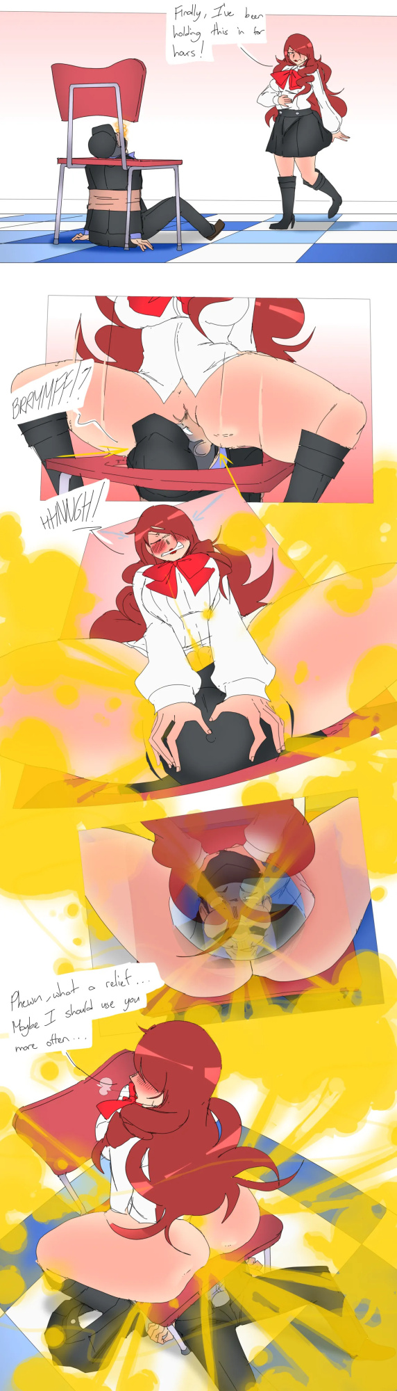 [Lazei] Junpei being used as a Chair by Persona 3 Girls