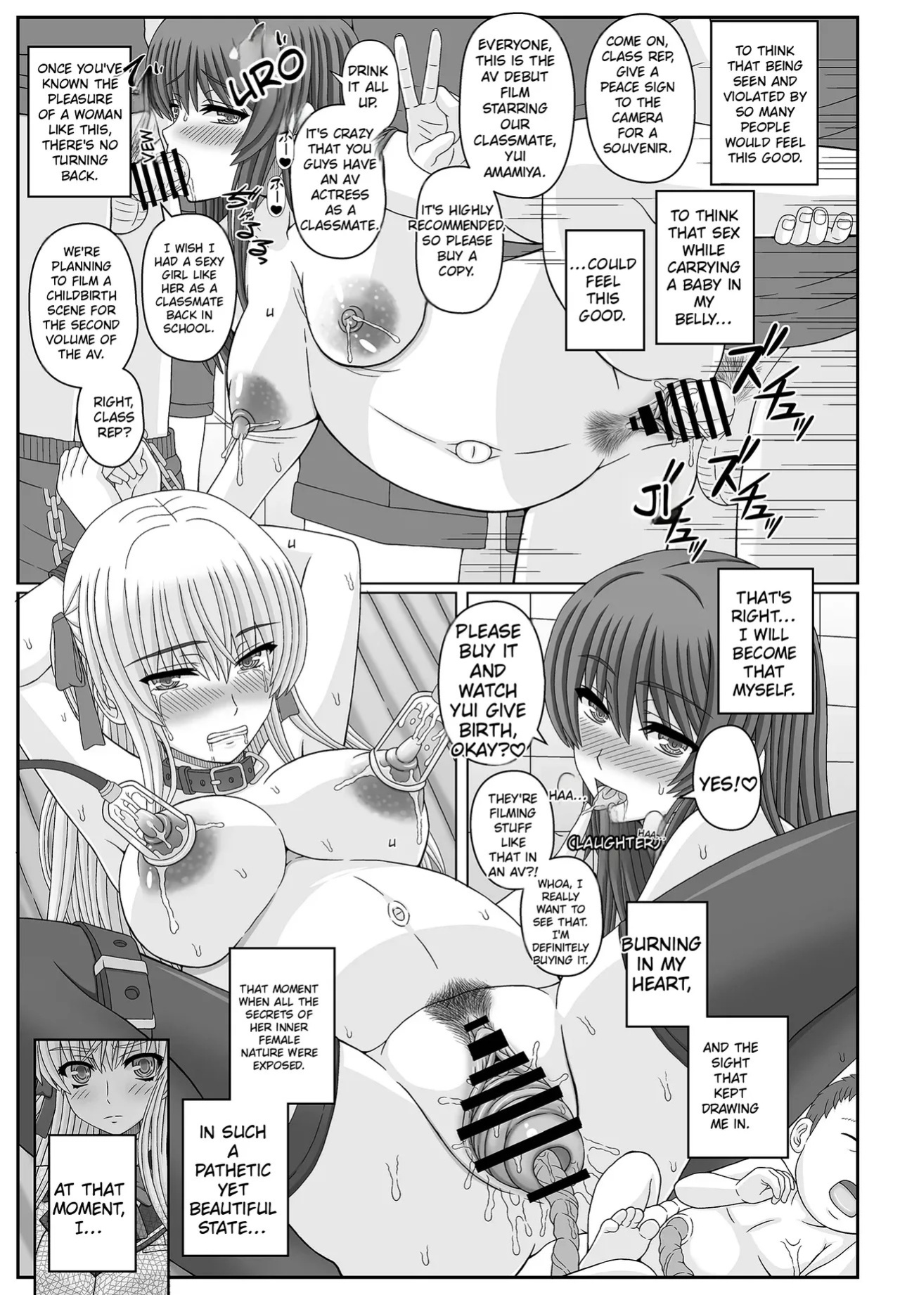 [Shiawase Kyouwakoku (Shiawase no Katachi)] Iinchou wa Class no Ninshin Pet 4 + Oro Yui Hen (AI-Translated)