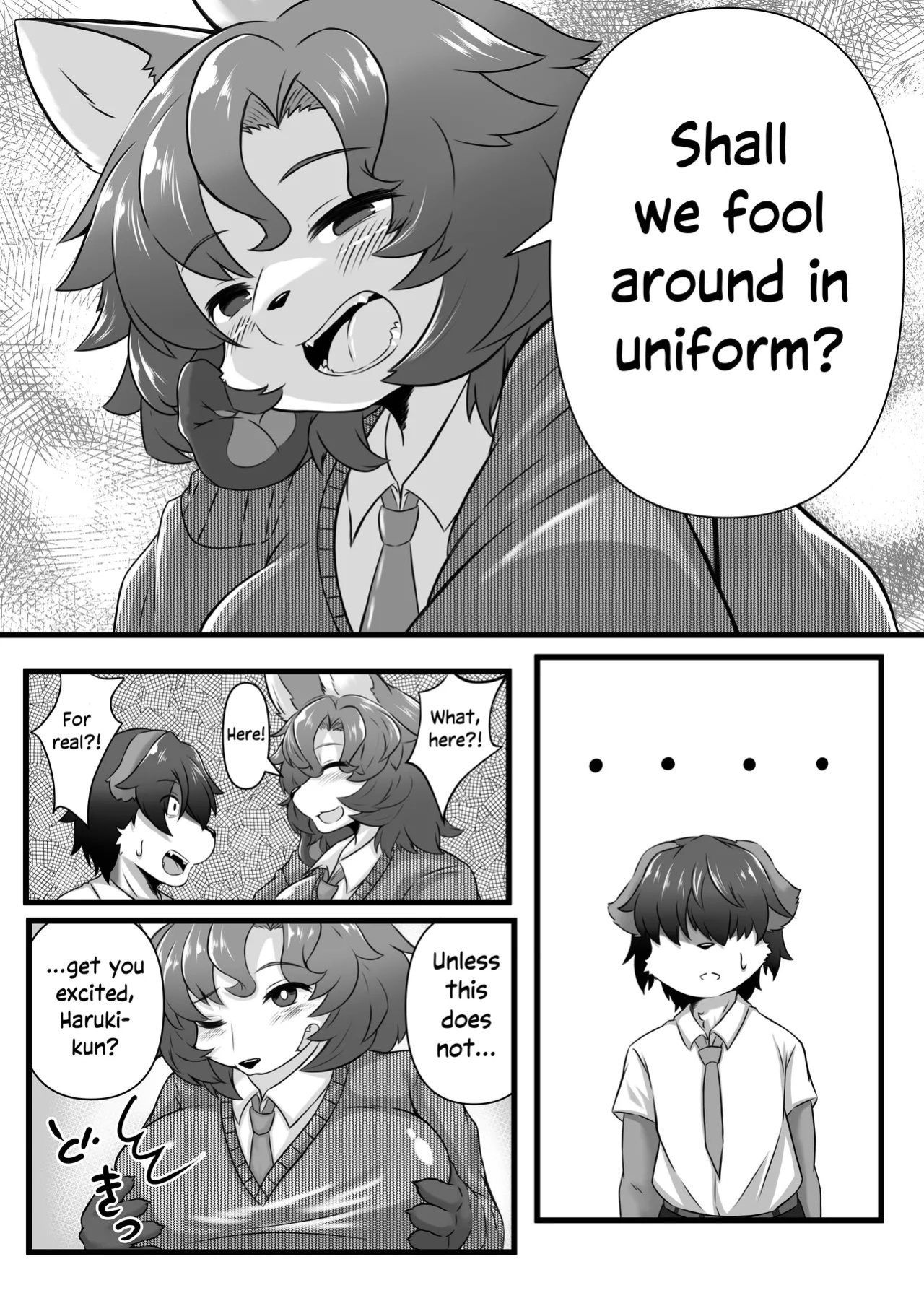 [Kinoko-mura (Eringi Chadzuke)] Haruki to Mama to Seifuku to | Haruki, Mama and the School Uniform (Two Beasts Or Not To Beast!) [English] [EHCOVE]