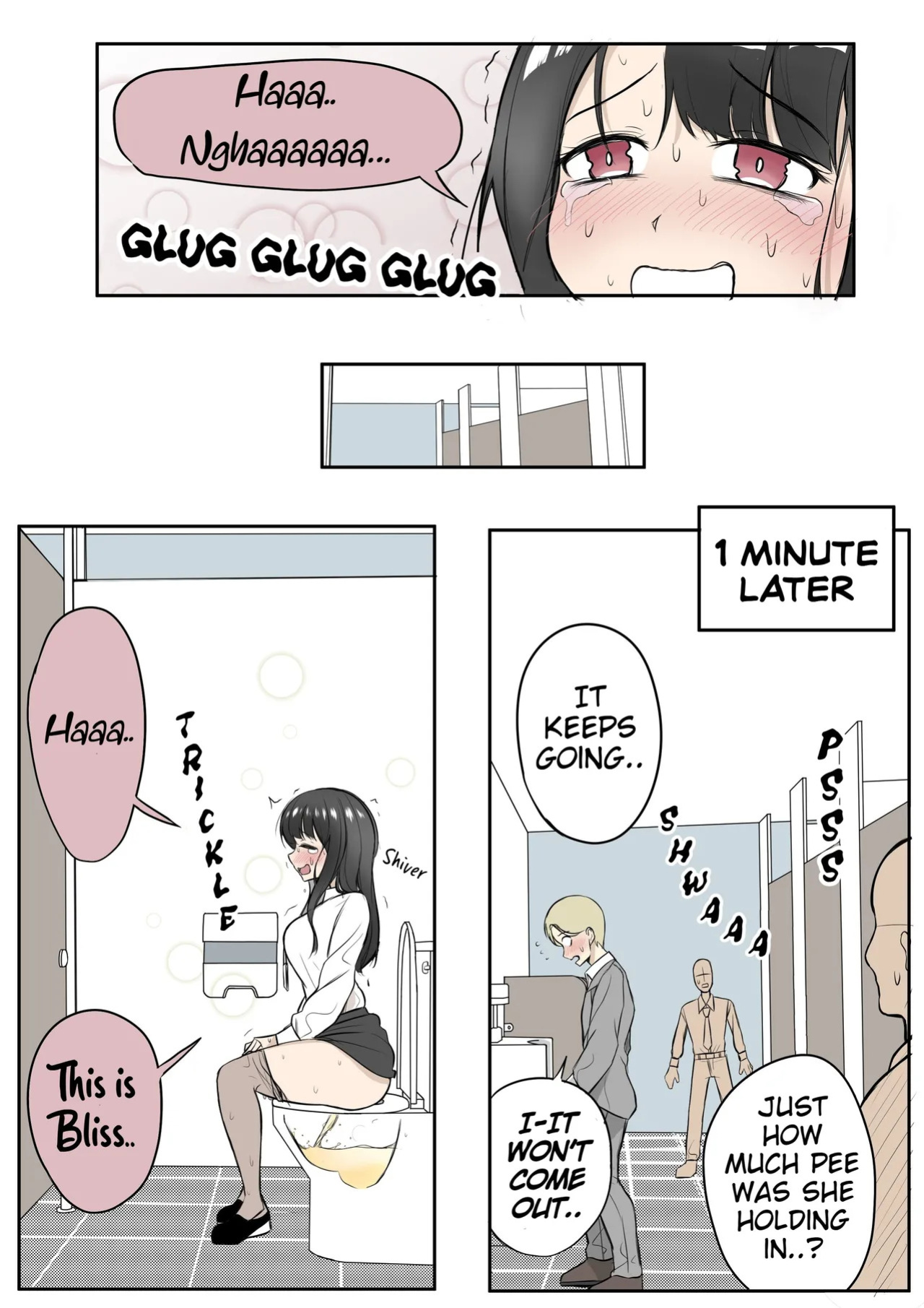 [C_bottle] Desperate Office lady uses men's bathroom by mistake
